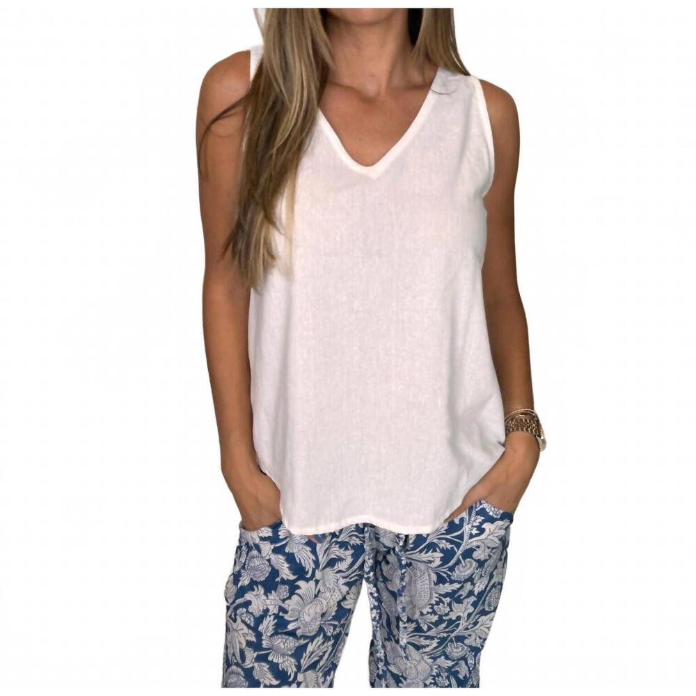 NEW SOLE elise linen top in white